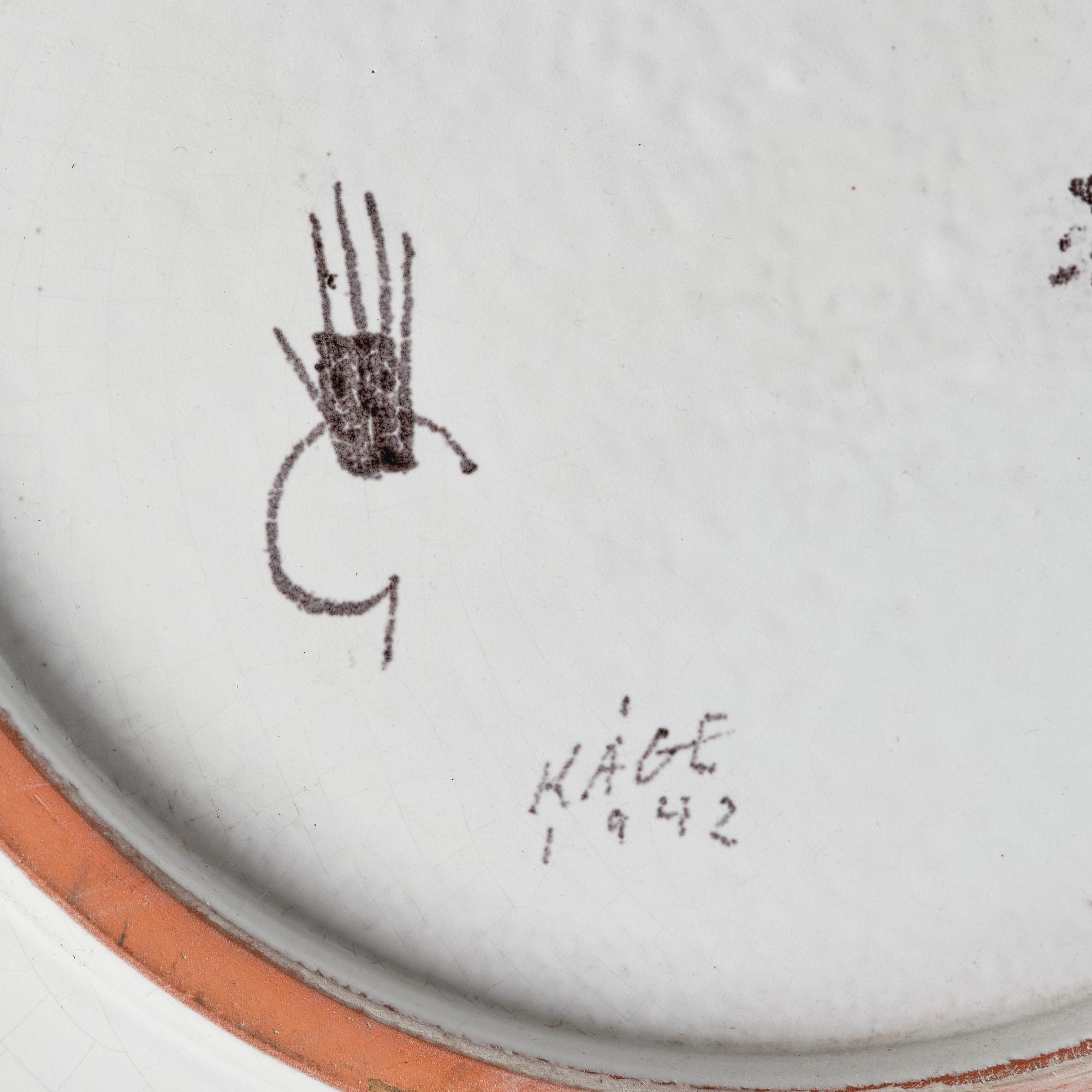 Wilhelm Kåge, a faience dish, Gustavsberg, Sweden, 1942.