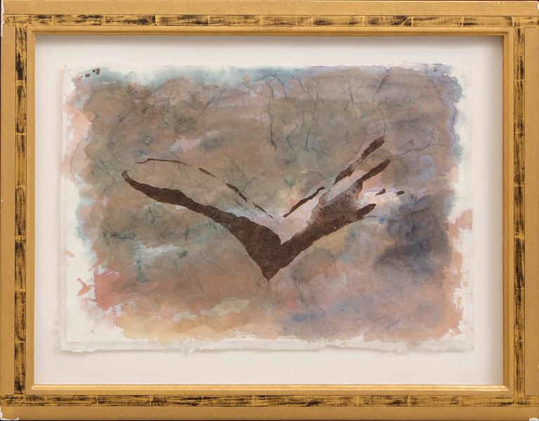 Curt Asker, mixed media on paper, signed and dated -90.