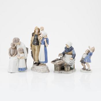 Figuriner, 4 st, porslin, Bing & Grøndahl, Danmark.