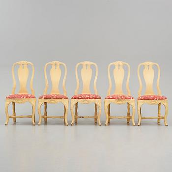 A set of five rococo chairs by P. Östeman (master in Stockholm 1748-76).