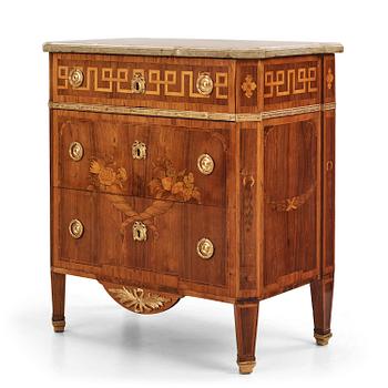 13. A Gustavian marquetry and gilt brass-mounted commode by G. Foltiern (master in Stockholm 1771-1804), dated 1782.