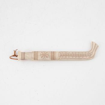 Thore Sunna, a reindeer horn knife, signed.