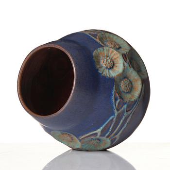 Hilma Persson-Hjelm, a glazed earthenware art nouveau vase, executed in her own studio, Arvika 1919. No 1619.