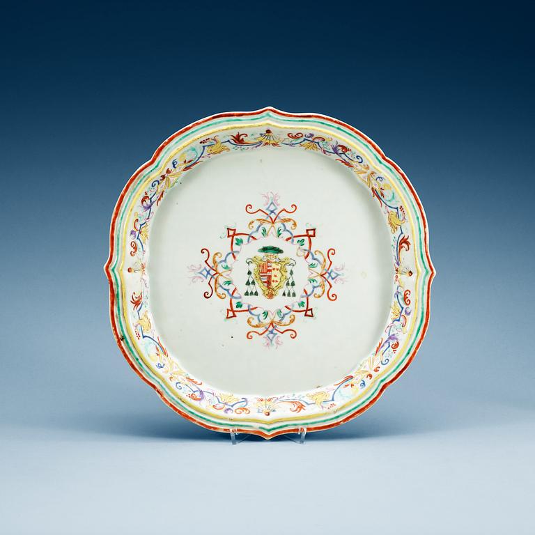 A Portuguese Armorial Tureen stand, Qing dynasty, Qianlong (1736-95).