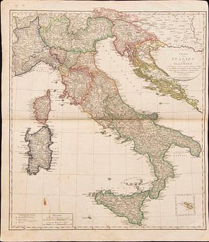 Conrad Mannert, map, hand colored in copper engraving, Nürnberg 1817.