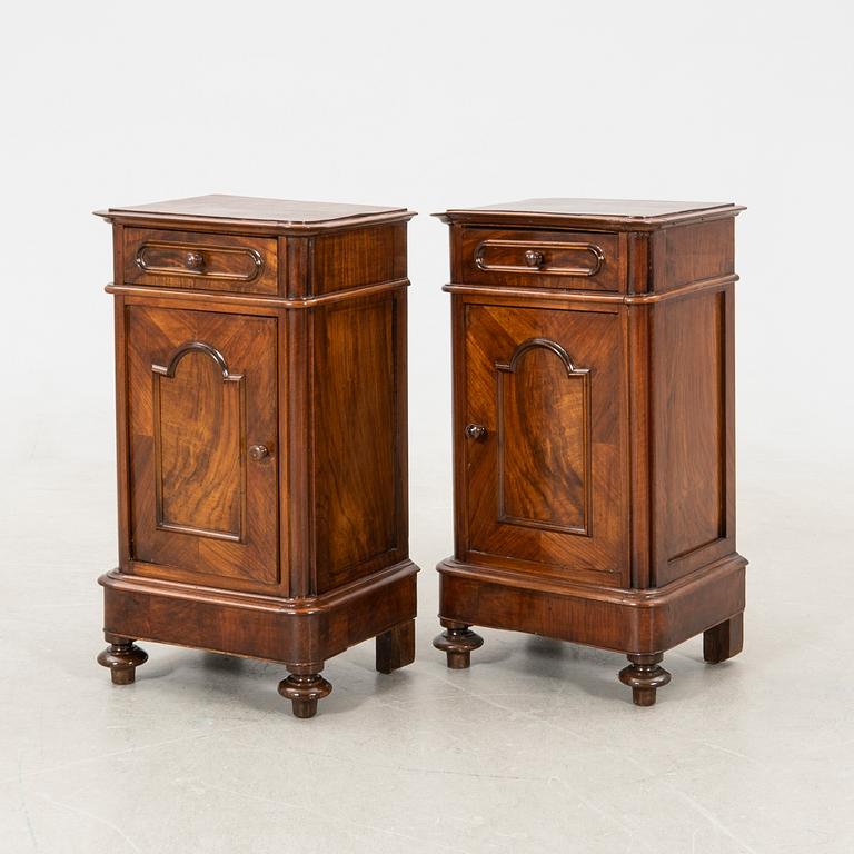 Bedside tables, a pair, first half of the 20th century.