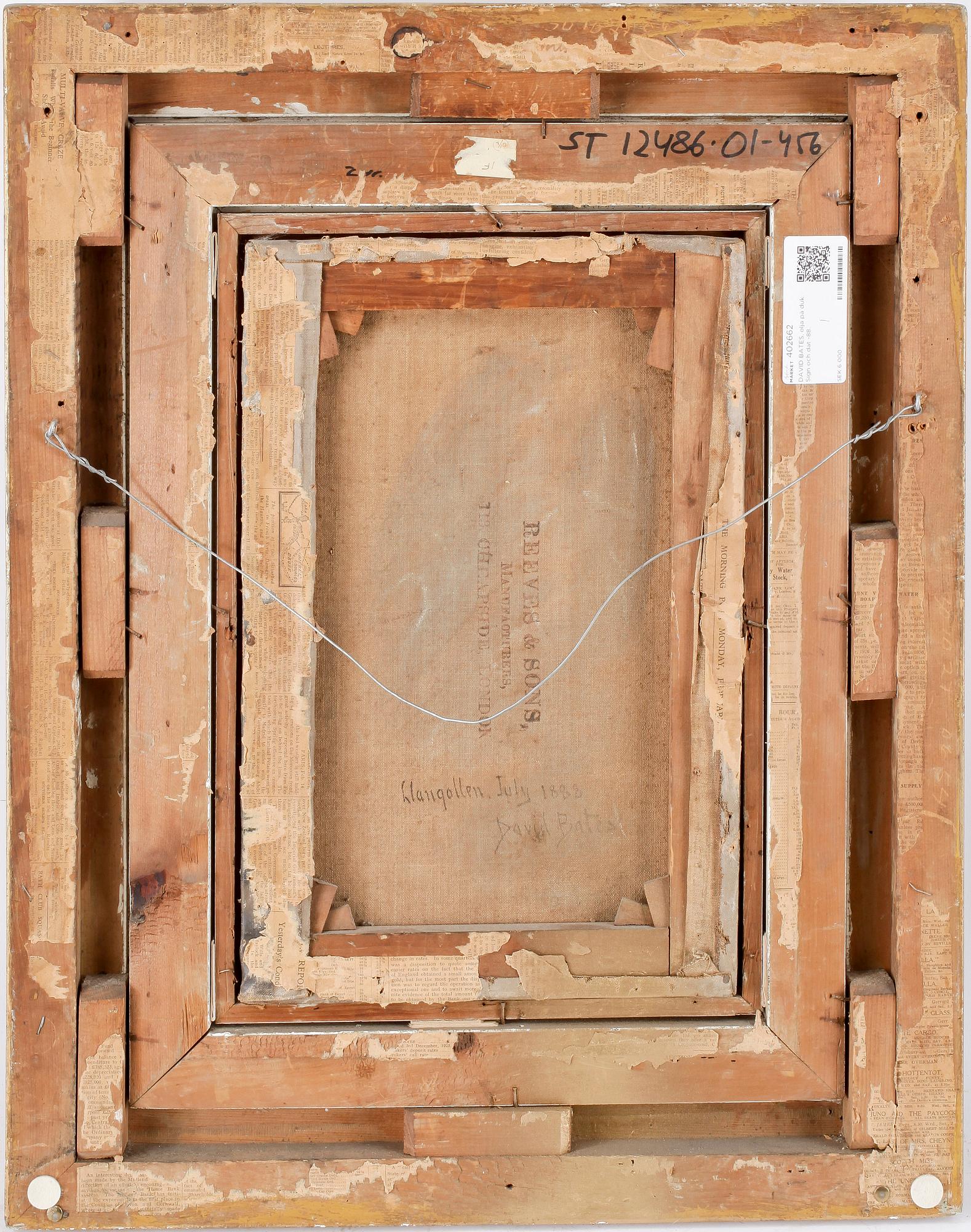 DAVID BATES, olja på duk. Sign och dat -88 resp á tergo Llangollen july 1888.