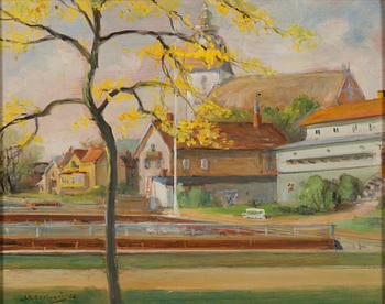 John Rafael Ekelund, öljy levylle, signeerattu ja päivätty -44.