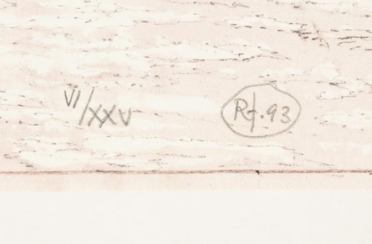 Roj Friberg, lithograph in colours, signed with monogram and numbered VI/XXV, and dated -93.