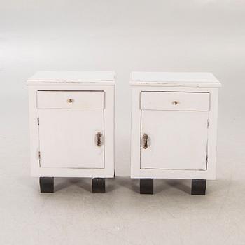 A pair of painted bedside table  first half of the 20th century.