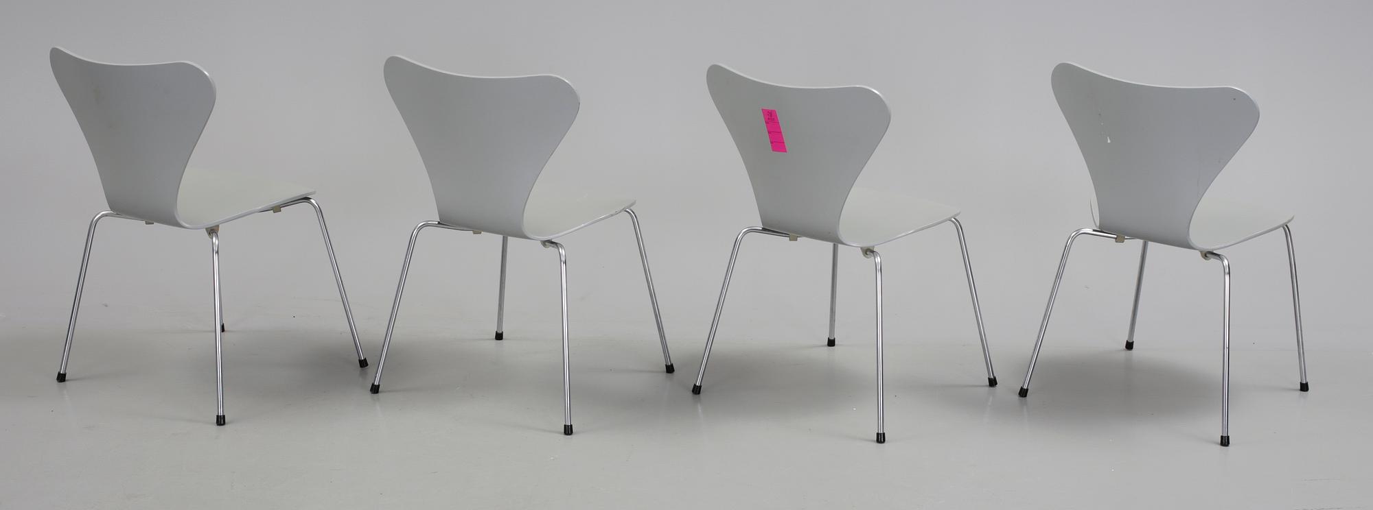 STOLAR, 4 st. "Sjuan", Arne Jacobsen, Fritz Hansen 1989.