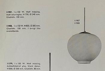 Harald Notini or Uno Westerberg, a pair of pendant lamps, model "11908" Arvid Böhlmarks lampfabrik, 1950s.
