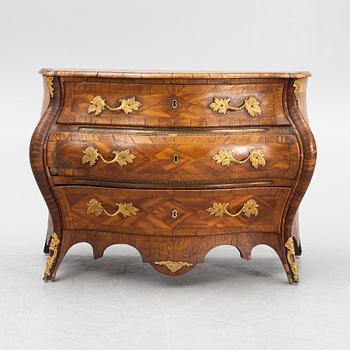 A Swedish rococo parquetry commode, Stockholm, later part of the 18th century.