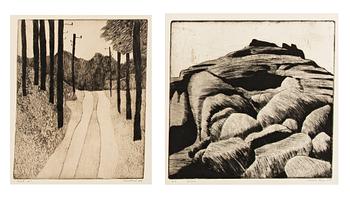 Unknown artist, two etchings, numered 7/25 ET and ET 8/20, signed Henrik Krogh and dated 85.