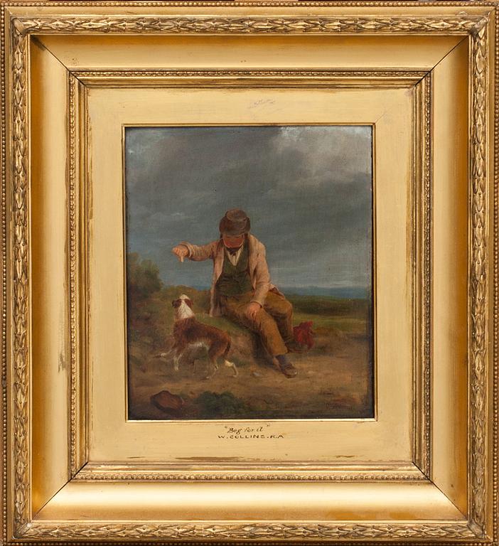 OKÄND KONSTNÄR, olja på pannå, signerad W. Collins. 1800/1900-tal.