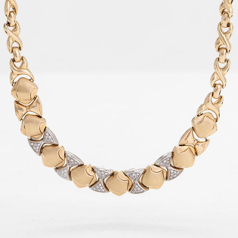 A 14K gold necklace, with diamonds totalling approx. 0.90 ct. Finnish import marks.