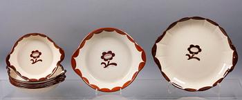 SERVISDELAR, 17st, "Pyro Brun", Wilhelm Kåge, Gustavsberg.