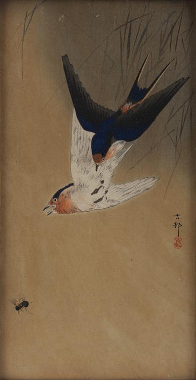 Two Ohara Koson woodblock prints, Japan, 20th century.