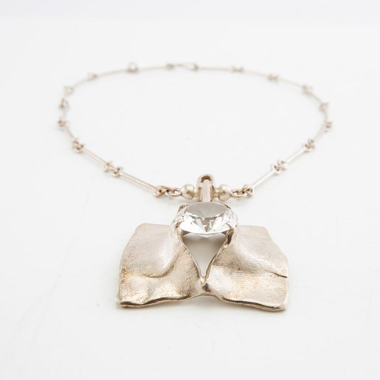 Magnus G:son Liedholm, necklace sterling silver and rock crystal signed.