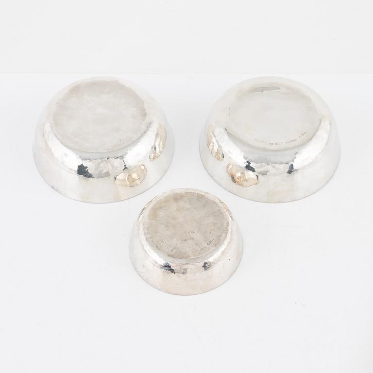 Eric Löfman, skålar, 3 st, silver, MGAB, Uppsala, 1972-76.