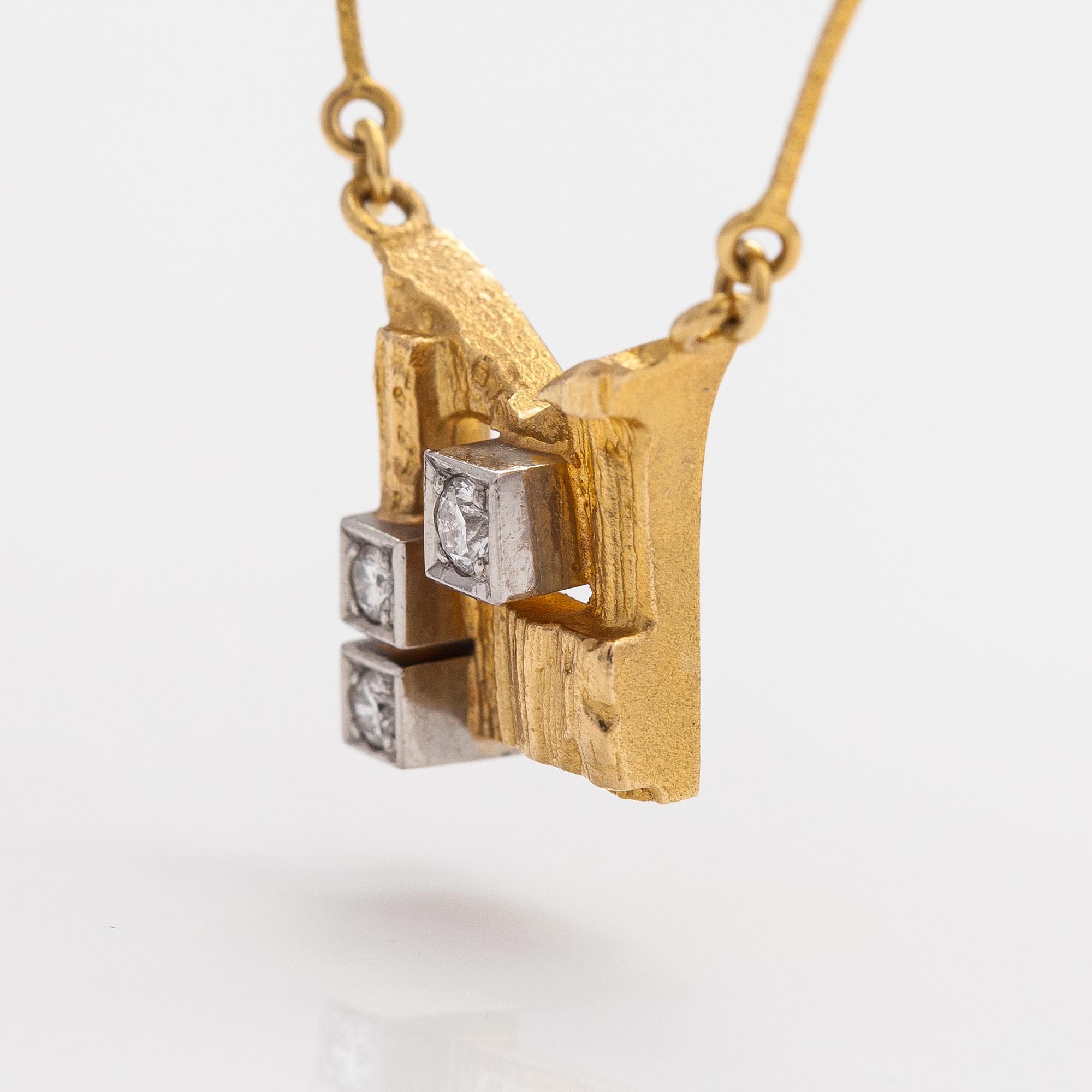 Björn Weckström, Halsband "Diamantstaden", 18K guld, diamanter ca 0.11 ct tot. Lapponia 1985.
