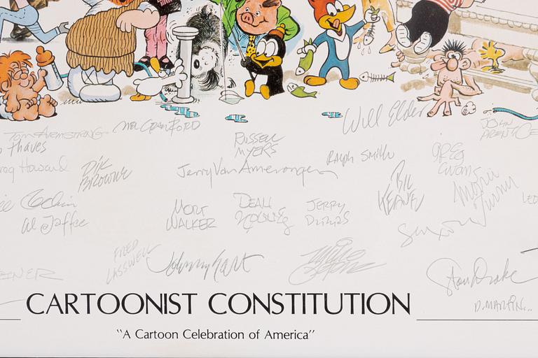 Signerad affisch, "Cartoonist Constitution-A Cartoon Celebration of America".