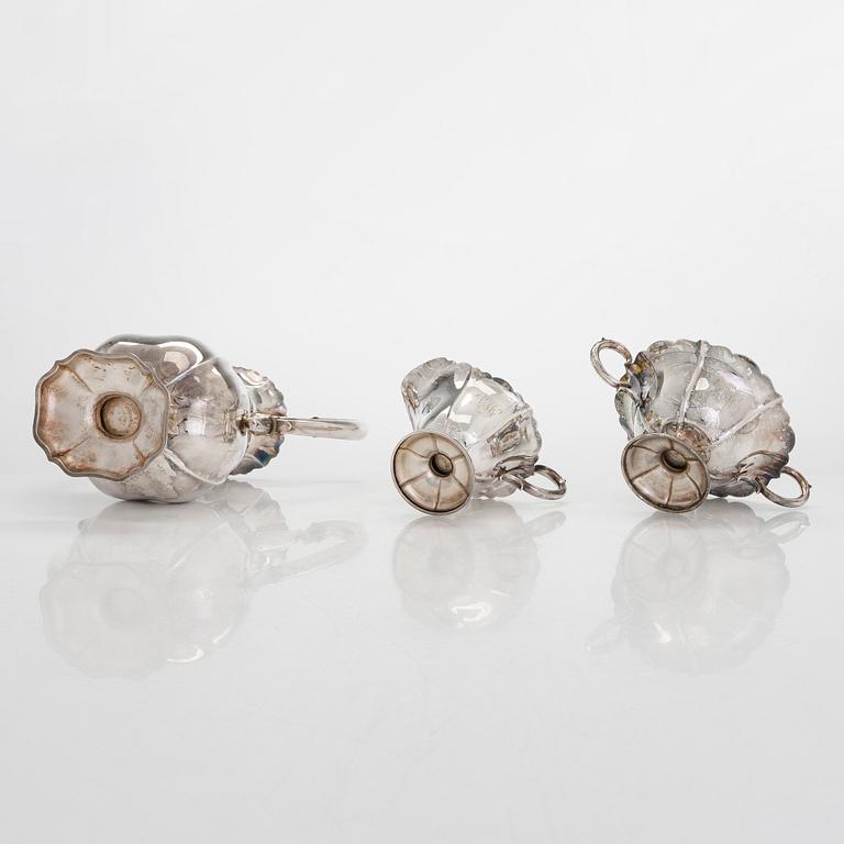 A three-piece silver coffee set, Kultakeskus, Hämeenlinna 1938 and 1953.