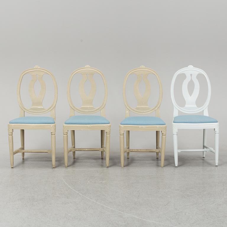 Four Gustavian chairs, early 19th century.