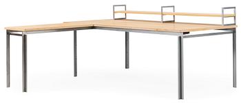 A Poul Kjaerholm ash and steel 'PK-51' desk, E Kold Christensen, Denmark, maker's mark in the steel.