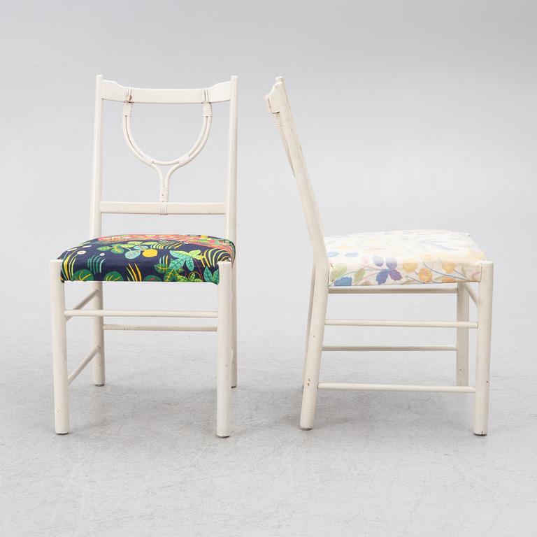 Josef Frank, a set of eight dining chairs, model B2238, Svenskt Tenn. second half of the 20th century.
