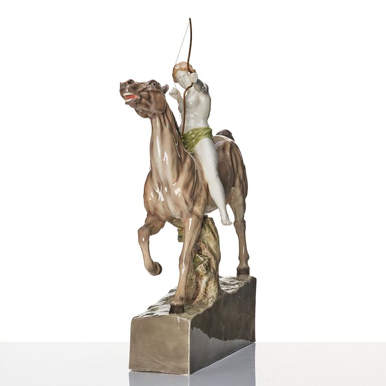 Adolphe-Jean Lavergne, a ceramic sulpture of a hunting Diana, Goldscheider, Wien, ca 1922-41.