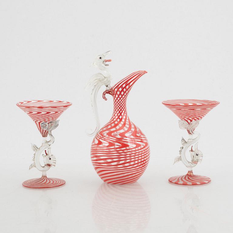 Fritz Lampl, three glass service pieces, Bimini, Vienna, 1920s/30s.