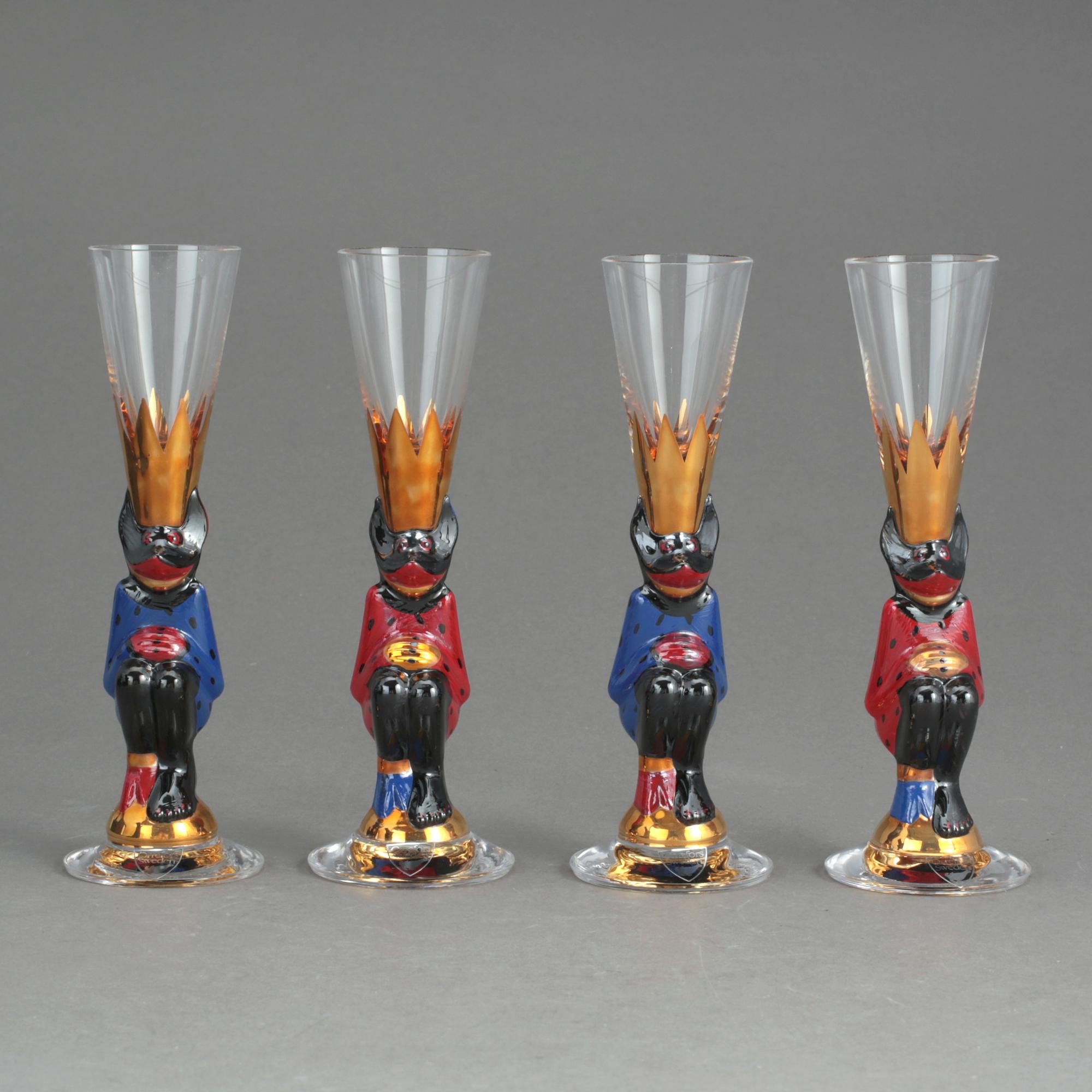 SNAPSGLAS, 4 st, "Nobelservisen", Gunnar Cyrén, Orrefors.