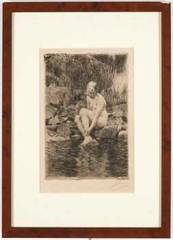 Anders Zorn · ANDERS ZORN, etsning, "Dagmar", signerad med blyerts. Utförd 1912.