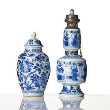 A group of four blue and white miniatures, Qing dynasty, Kangxi (1662-1722).