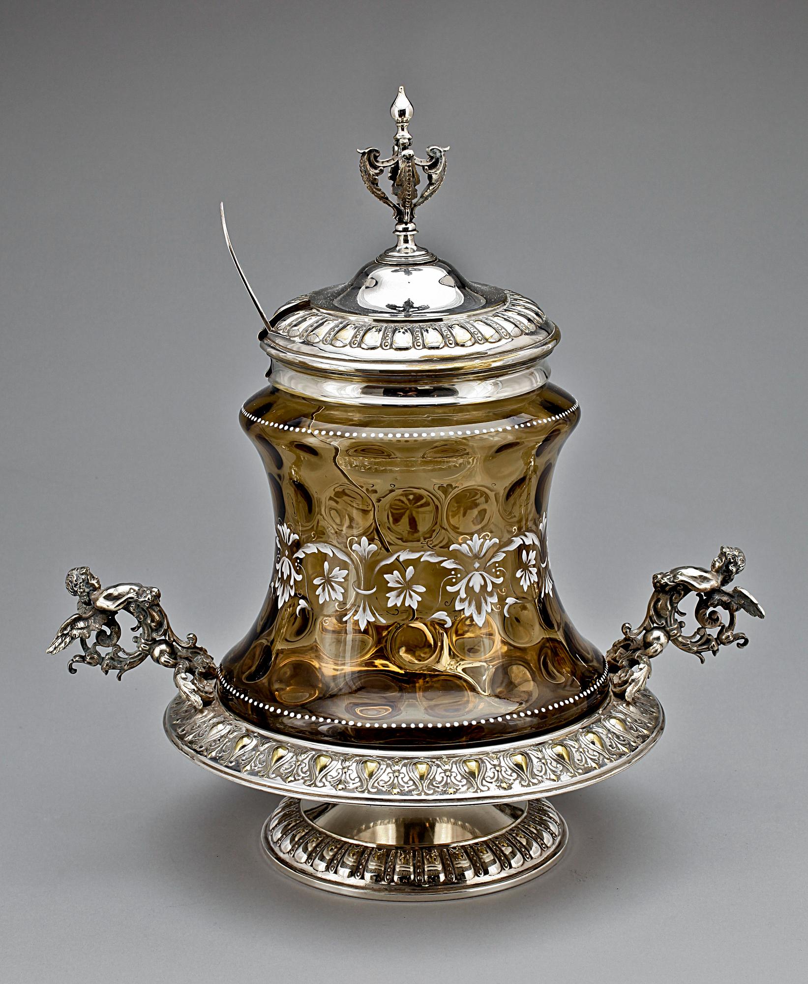 BÅLSKÅL, nysilver och glas, nyrenässans, 1800-talets slut.