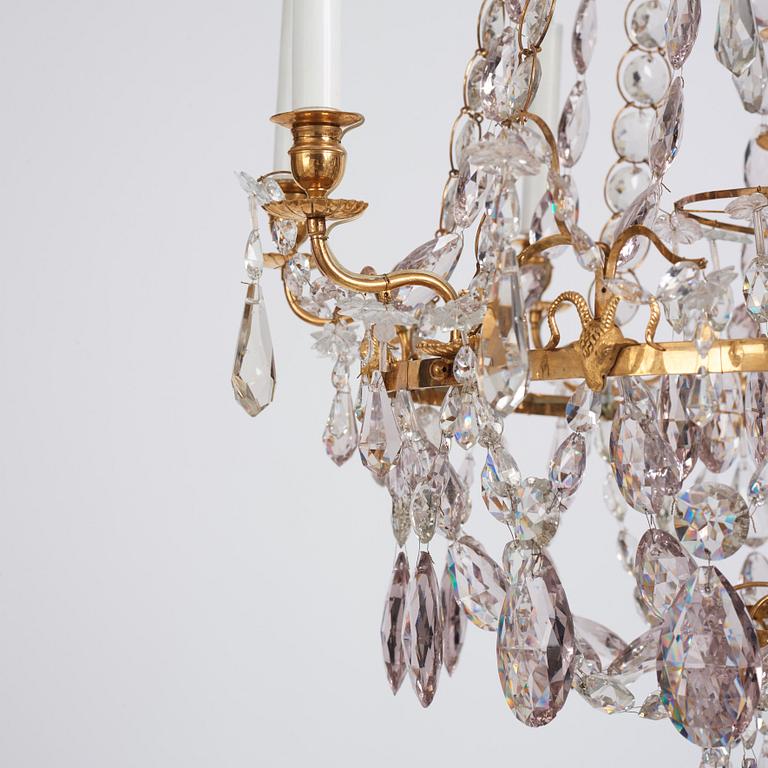 A Swedish late 18th century Gustavian eight-light chandelier.