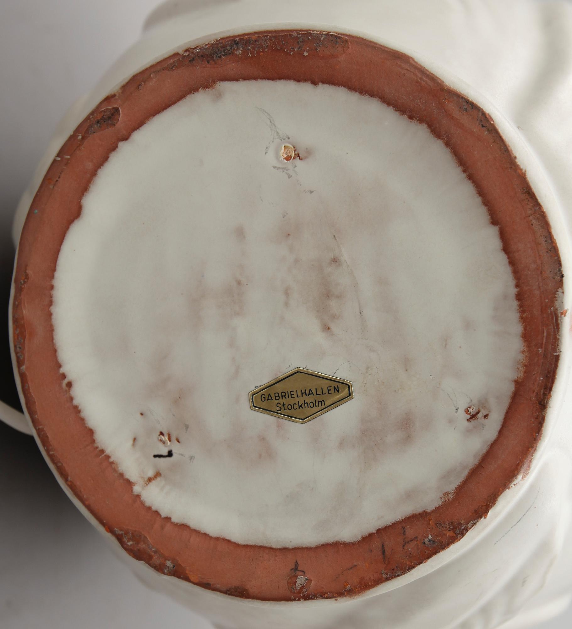 BORDSLAMPA, glaserat lergods, Anna-Lisa Thomson, Upsala Ekeby, 1900-talets mitt.