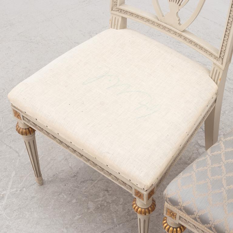 Eight Gustavian style chairs, Sweden, mid20th century/second half of the 20th century.