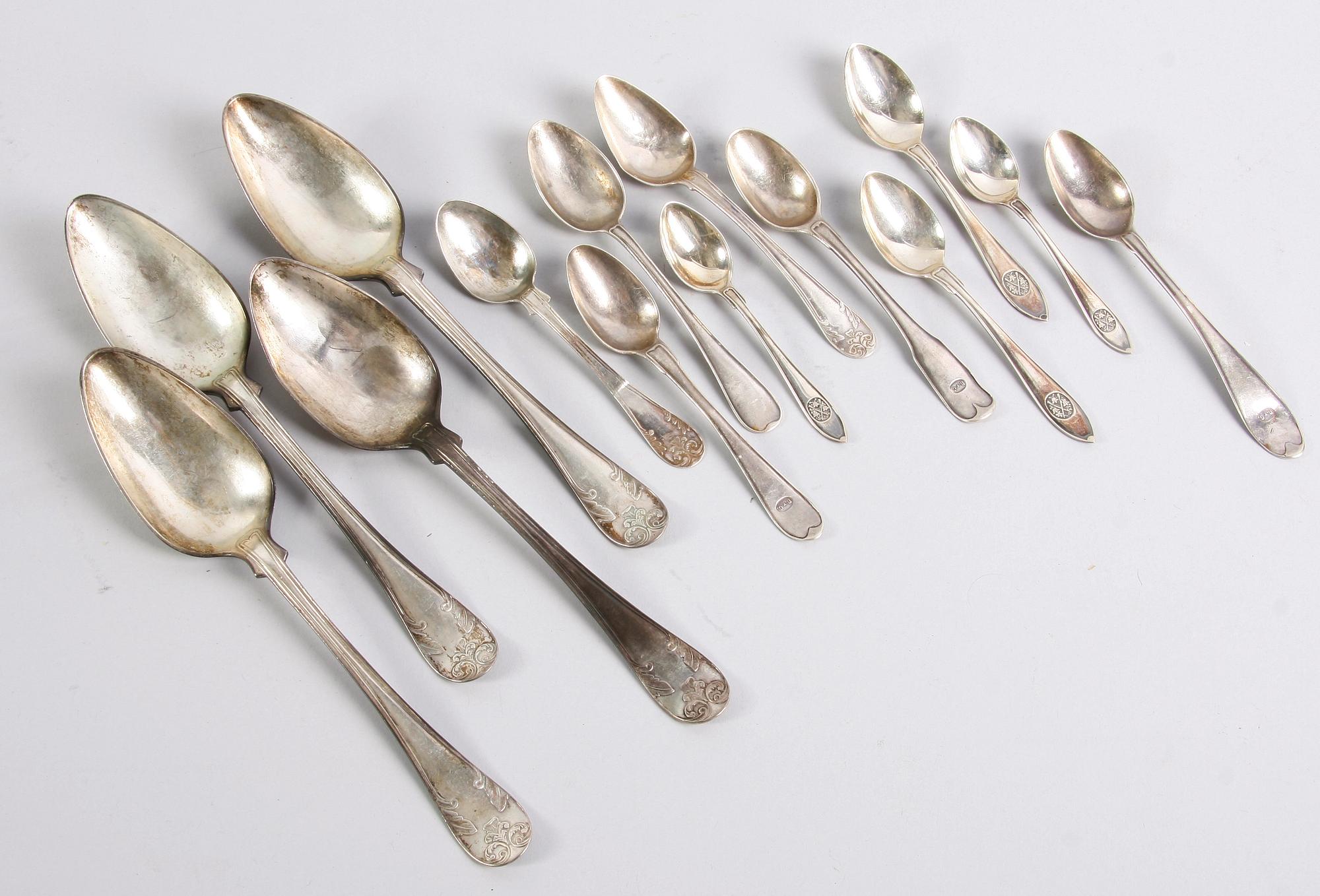 PARTI SILVER, 14 delar. Bla 1800-tal.