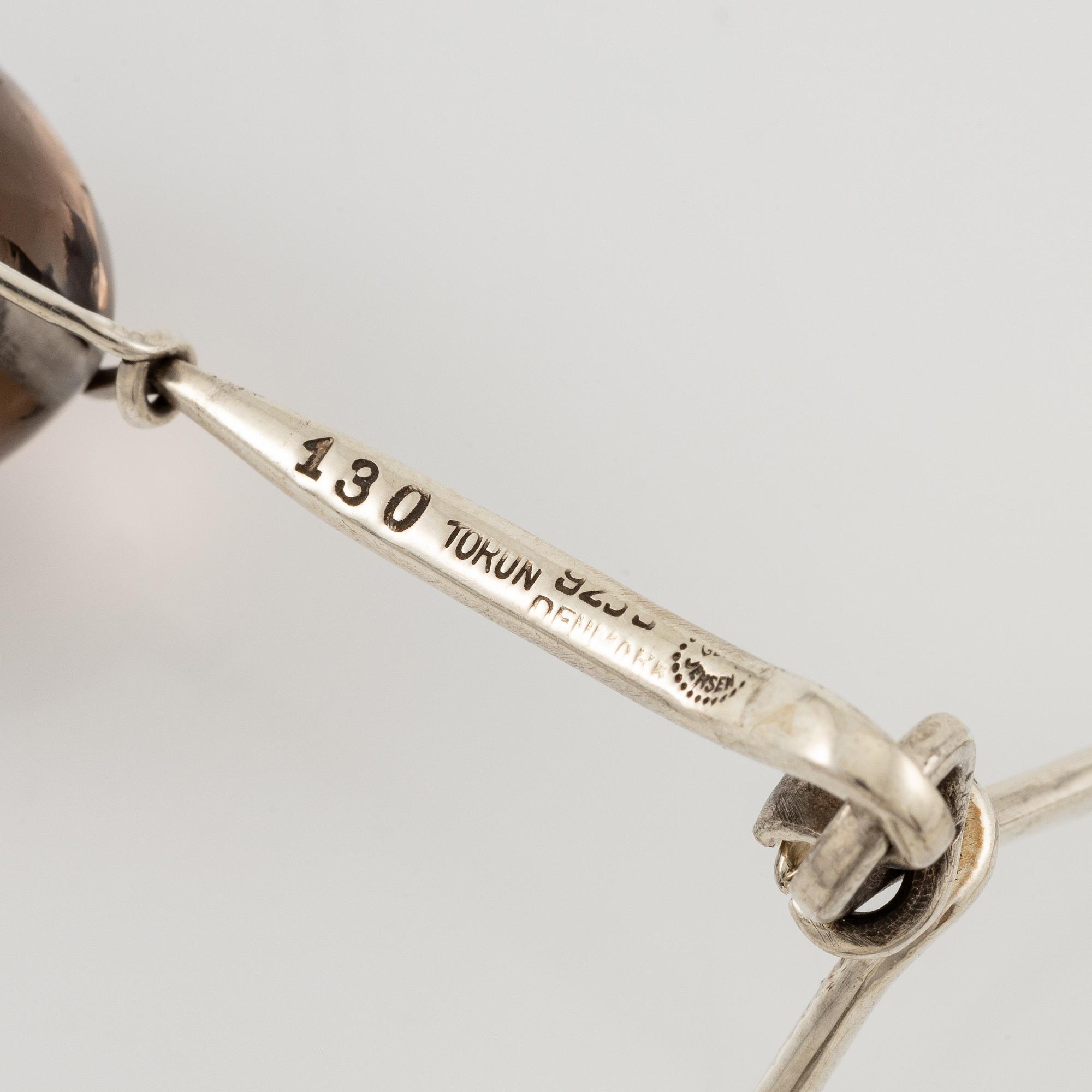 Vivianna Torun Bülow-Hübe, a bracelet with pendant, sterling silver and smoky quartz, for Georg Jensen.