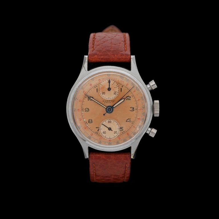 PIERPOT WATCH CO, herr, stål, kronograf, 1940/50-tal.