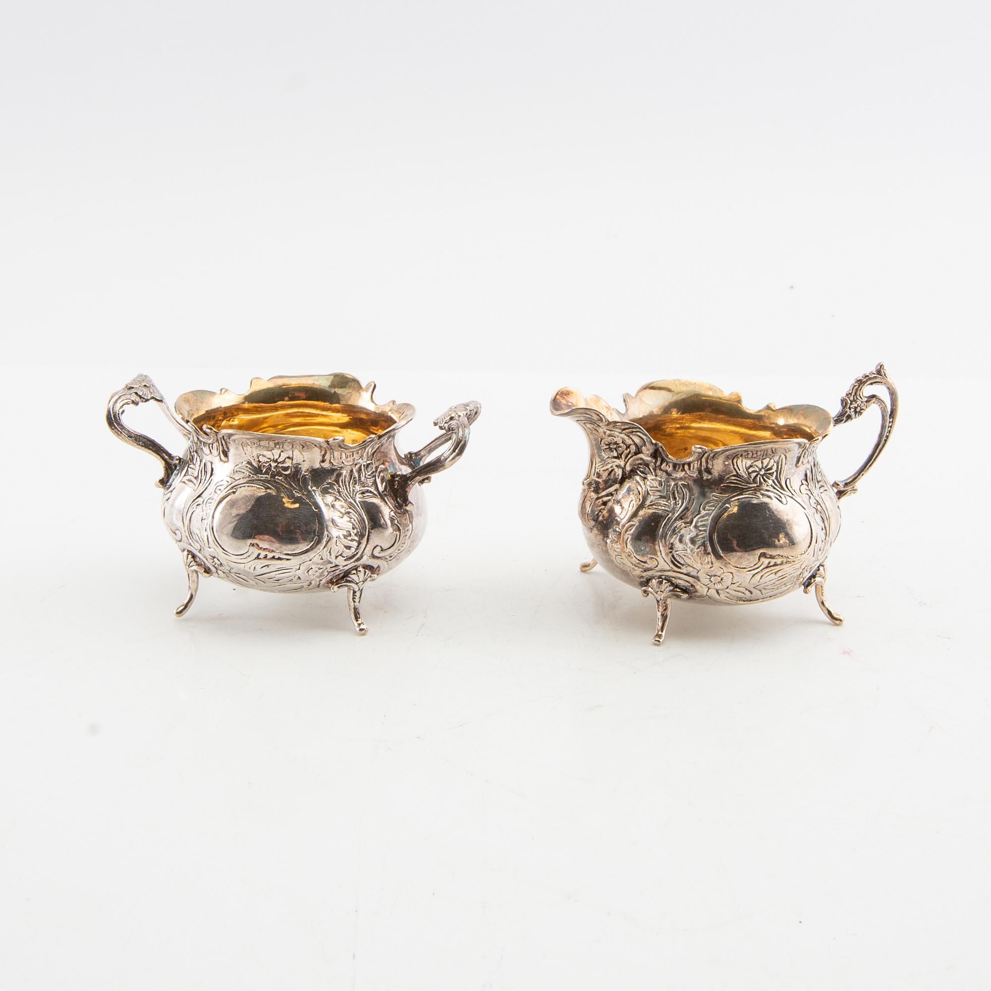 Coffee service 4 dl Rokoko style silver GEWE Malmö 1974/75.