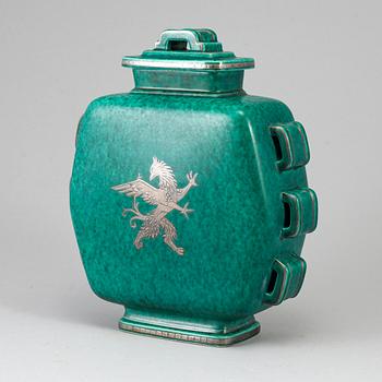 WILHELM KÅGE, a lidded 'Argenta' stoneware jar from Gustavsberg, Sweden.