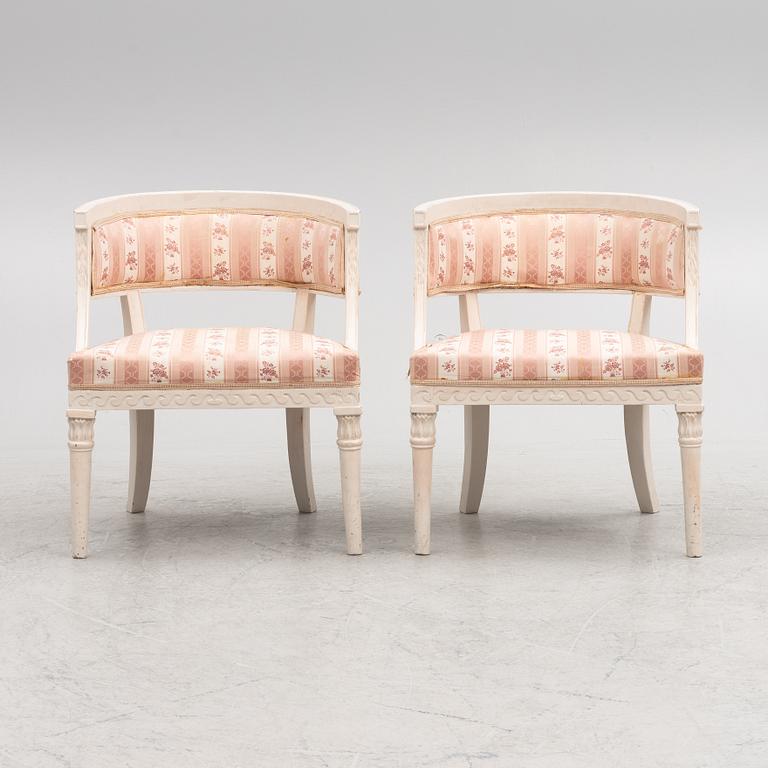 Armchairs, a pair, late Gustavian, Lindome, early 19th century.