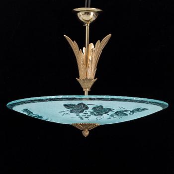 A mid 20th Century glass ceiling light.