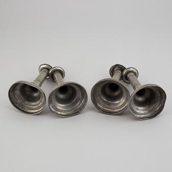 A set of 4 pewter candle sticks, Lund, 19th Century.