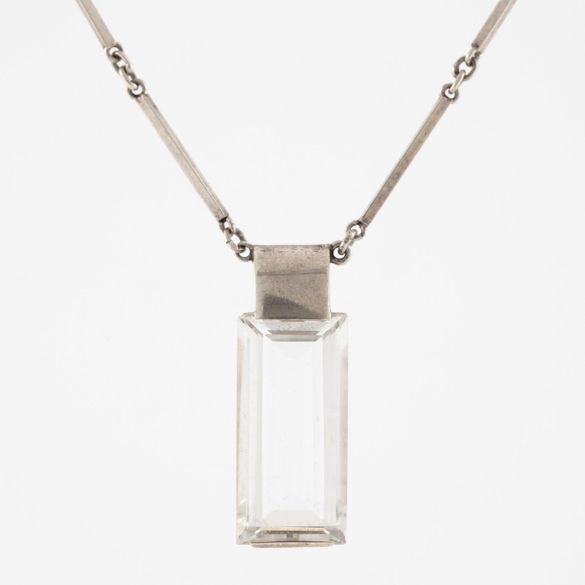 Collier, Stigbert, silver med bergkristall.