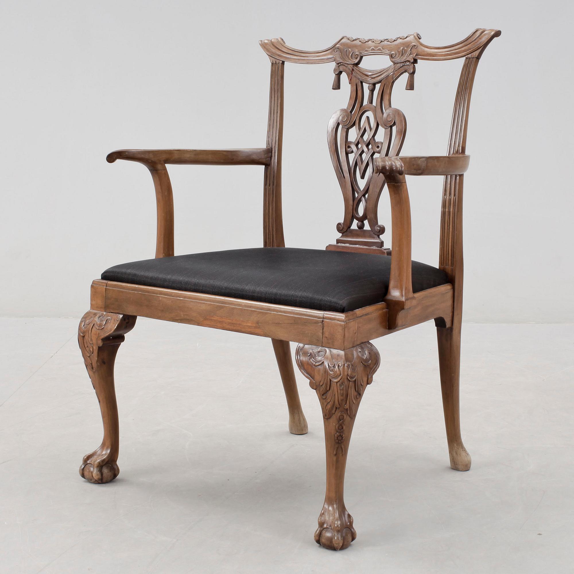 KARMSTOL, England, Chippendale. 1700-tal.