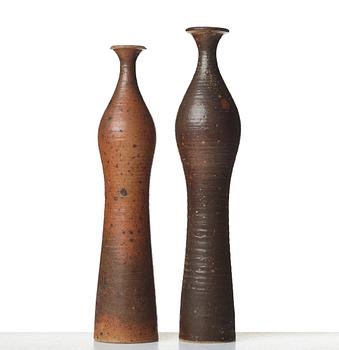 Kyllikki Salmenhaara, two stoneware vases, Arabia, Finland, 1950's.